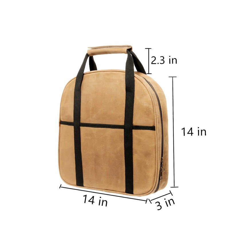 Denifiter Waxed Canvas Cable Bag, Multifunctional Repair Bag Heavy Duty Tool Bag, Waterproof (Khaki) - Image 2